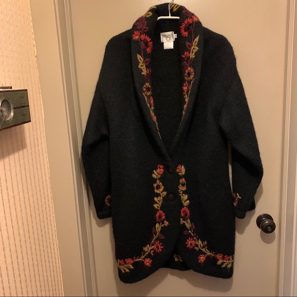 CERVELLE Vintage Embroidered wool blend cardigan